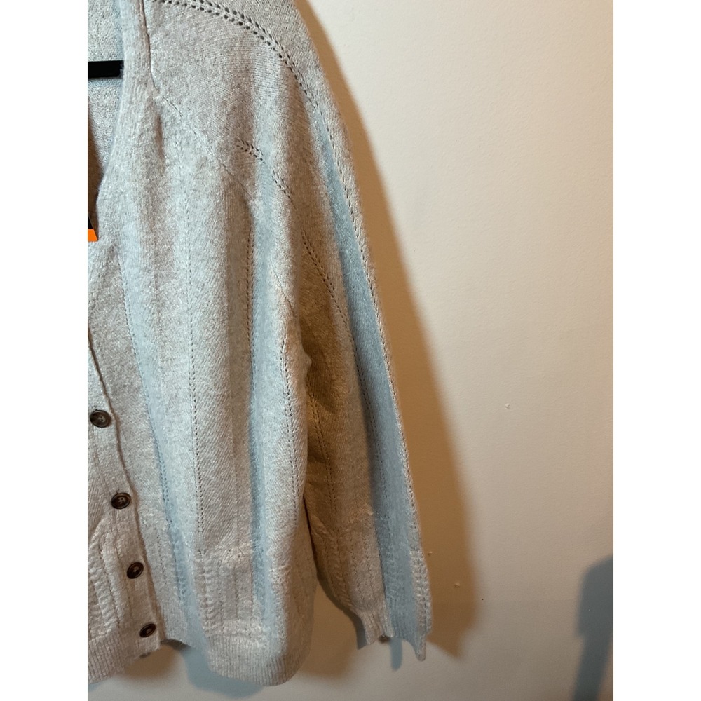 Briggs Women's Beige Knit Cardigan Sweater V-Neck Button Front Size XXL - Picture 6 of 9